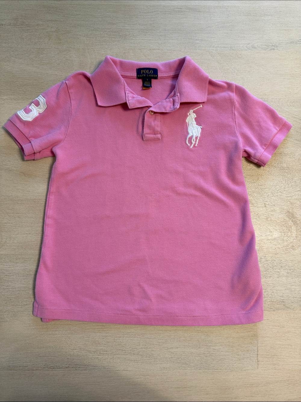 Ralph Lauren Pink Polo Shirt with White Pony Embroidery